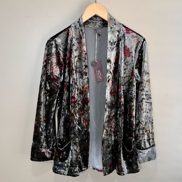 XCVI Floral Crushed Velvet Draping Cardigan. Boho Romantic whimsical fairy XS - Picture 2 of 11